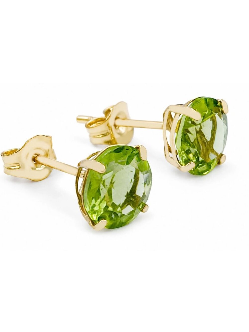 Genuine 1.96 Cts Peridot Stud Earrings 14k SOLID Yellow Gold - Picture 4 of 6